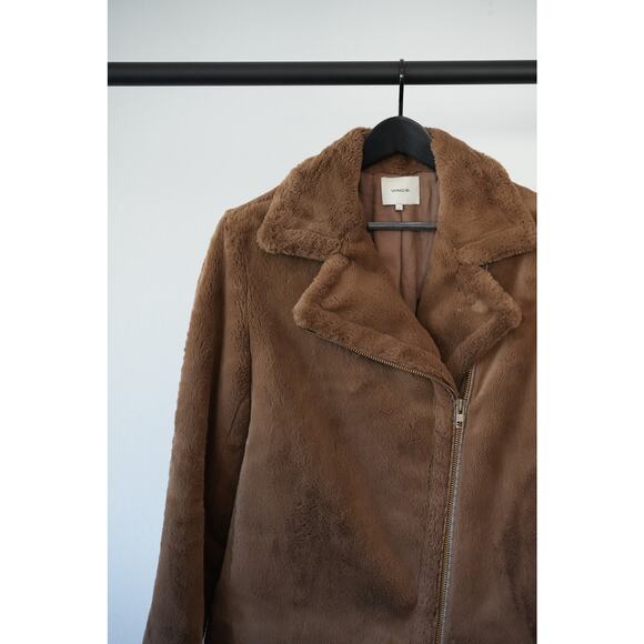 Vince Faux Fur Coat Brown Size L - Picture 3 of 6